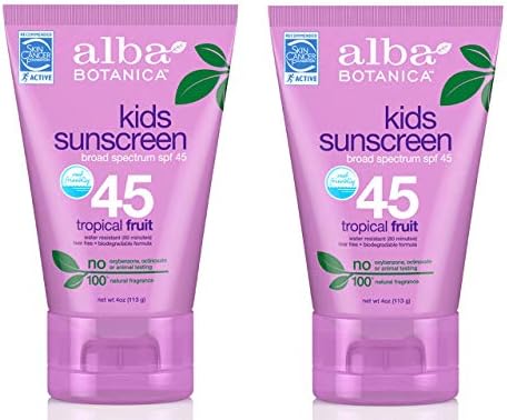 Alba Botanica Very Emollient, Kids Sunscreen SPF 45 4 oz (Pack of 2) Alba Botanica