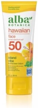 Alba Botanica Facial Sunscreen Lotion, SPF 50, Fragrance Free, 3 Oz Alba Botanica