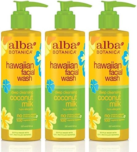 Alba Botanica Hawaiian Coconut Milk Face Wash, 8 Ounce - 3 per case. Alba Botanica