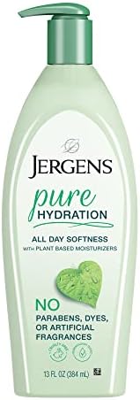 Jergens Pure Hydration Body Lotion, Plant Based Moisturizer Hydrates Dry to Extra Dry Skin, Paraben and Cruelty Free, Fragrance Free Formula, 24hr Hydration, 13 Oz Jergens