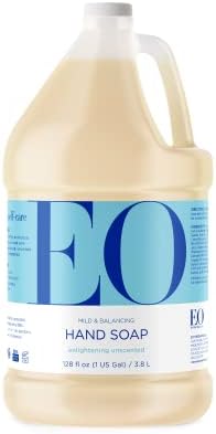 EO Liquid Hand Soap Refill, 1 Gallon, Unscented, Organic Plant-Based Gentle Cleanser with Pure Essential Oils Everyone