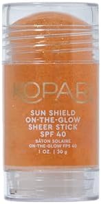 Kopari Sun Shield On-The-Glow Sheer Sunscreen Stick SPF 40, Sweat and Water Resistant Roll On Sunscreen For Face and Body with Vitamin E and Bisobolol, 1oz Kopari