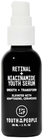 Youth To The People Retinal + Niacinamide Youth Face Serum (1 fl oz), Smooths Textured + Blemished Skin, Reduces Fine Lines, Brightens Uneven Tone, Adaptogens + Ceramides, Fragrance-free, Vegan Youth To The People