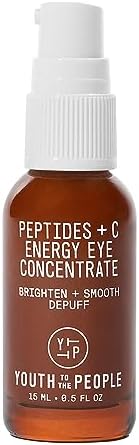 Youth To The People Peptides + Vitamin C Eye Concentrate (0.5 fl oz), Visibly Brightens Dark Circles, Reduce Undereye Puffiness, Blurs Fine Lines, Antioxidants + Caffeine, Vegan Youth To The People