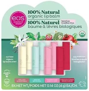 eos 100% Natural and Organic Lip Balm Stick, 8-pack eos