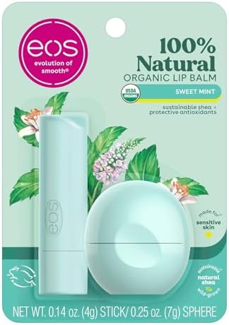 eos, 100% Natural Shea Lip Balm, Sweet Mint, 2 Pack, 0.39 oz (11 g) eos