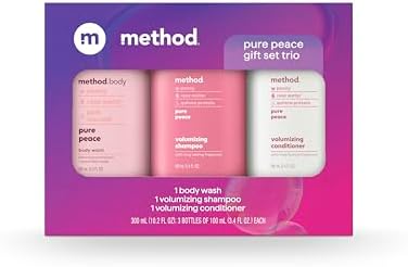 Method Body Wash and Hair Care Gift Set, Pure Peace, 3.4 oz Travel Size Bottles Method