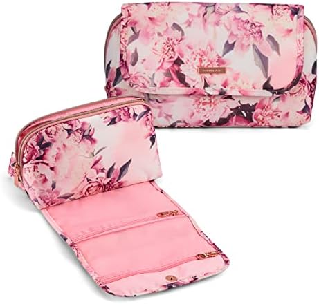 Conair Makeup Bag, Cosmetic Bag - Great for Makeup Brushes or Cosmetics, Perfect Size for Purse or Carry-On, Organizer Shape in Pink Floral Print Conair