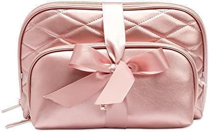 Conair Makeup Bag, Cosmetic Bag - Great for Makeup Brushes or Cosmetics, Perfect Size for Purse or Carry-On, 2 Piece Organizer Shape in Rose Quilt Conair