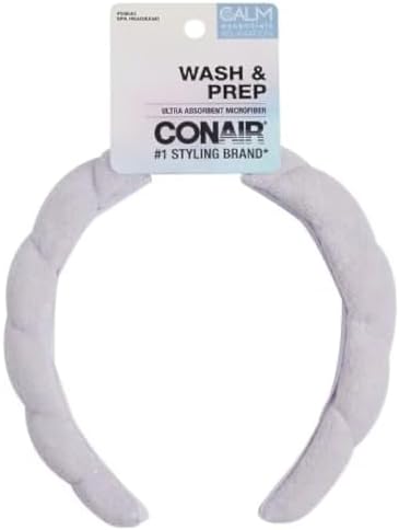 Conair Wash & Prep Spa Headband, Ultra Absorbent Microfiber - Light Purple Conair