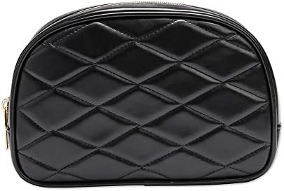 Conair Small Makeup Bag, Cosmetic Bag for Everyday Touch-Ups or Jewelery, Perfect Size for Purse or Carry-On, Small Organizer Shape in Black Diamond Quilt Conair