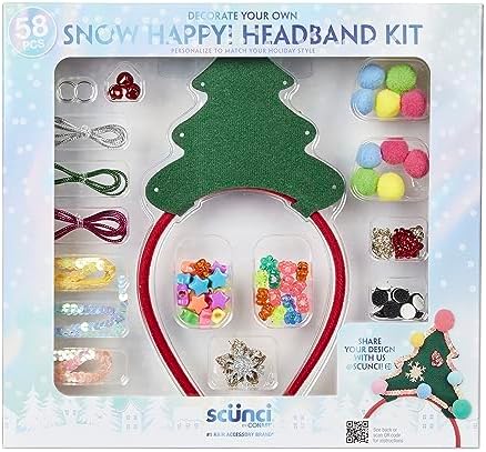 Scunci by Conair DIY Holiday Christmas Headband Ki`t, Decorate Your Own Holiday Headband, Perfect for Families, Kids and Parties Conair