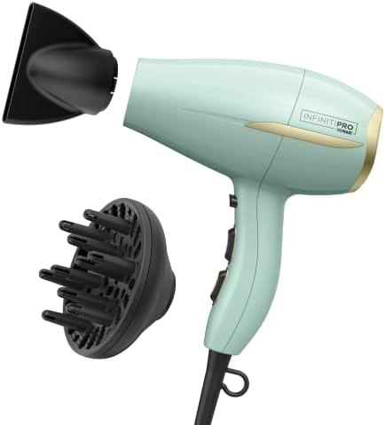 INFINITIPRO by CONAIR Heat Protect Hair Dryer with Diffuser | Blow Dryer with Advanced Heat Protection Helps Minimize Overdried Hair Conair