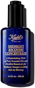 Kiehl's Midnight Recovery Concentrate Moisturizing Face Oil, Lightweight Facial Serum, Restores Skin Radiance Overnight, Reduces Fine Lines, Refines Skin Texture, 99.4% Naturally Derived - 3.4 fl oz Kiehl's