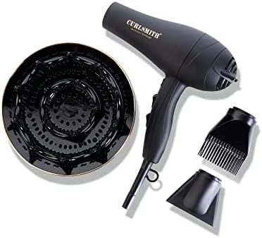 CURLSMITH Defrizzion Hair Dryer, for Curly Hair, with Extra Large 8" Diffuser for Fast Drying, 2 Speeds, 3 Heat Settings, Sustained Cool Setting with Minimal Heat Impact Curlsmith