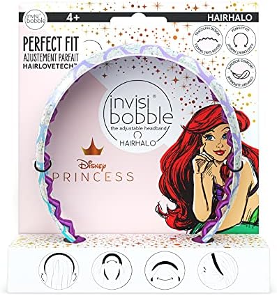 invisibobble HairHalo The Adjustable Headband – Disney Princess Ariel - Hairbands Made for Everyone - Individually Adapted to the Shape of the Head and Worn All Day with No Pain or Uncomfortable Invisibobble