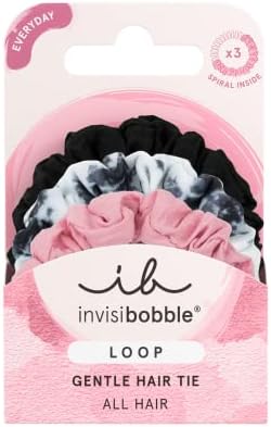 invisibobble LOOP Be Gentle 3 pc Hair Ties - Strong Hold for Fine, Thin Hair - Slick Ponytail and Updo Style - Less Damage, Marks Invisibobble