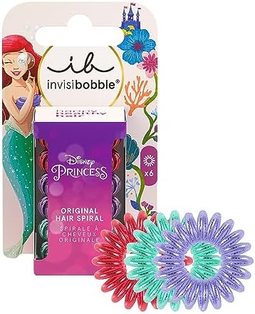 invisibobble Kids Disney Ariel, Red, Green & Purple - Spiral Hair Scrunchie, Girls - Hair Scrunchie without Pull for Stylish Hold, 1 Piece (Pack of 6) Invisibobble