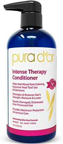 PURA D'OR Intense Therapy Conditioner (16oz) Repairs Damaged, Distressed, Over-Processed Hair, Infused with Select Natural Ingredients, Sulfate Free, All Hair Types, Men & Women Pura D'Or