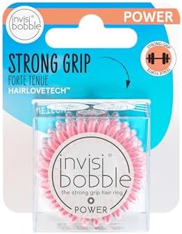 invisibobble Power Traceless Spiral Hair Ties - 3 Pack - Magic Pink - Strong Elastic Grip Coil Hair Accessories for Active Women - No Kink, Non Soaking - Gentle for Girls Teens and Thick Hair Invisibobble