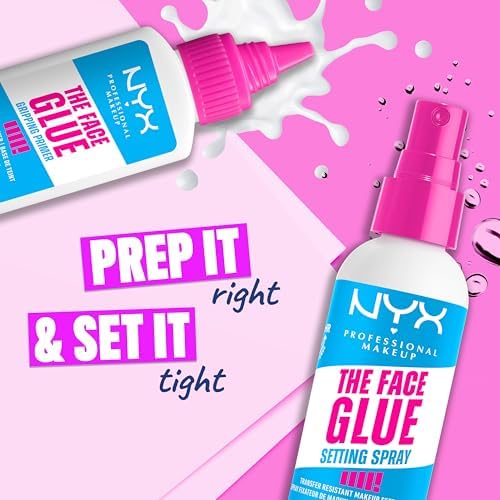 NYX PROFESSIONAL MAKEUP The Face Glue Setting Spray, Transfer-Resistant Waterproof Setting Spray, Up to 24HR Make Up Wear Nyx