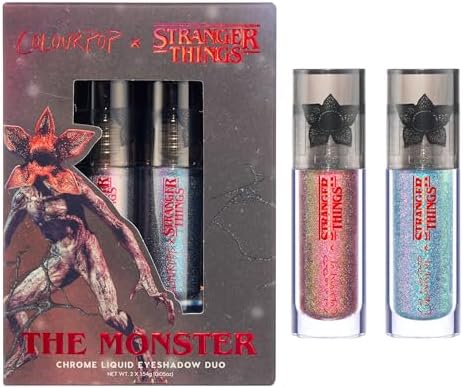 Colourpop x Stranger Things Chrome Liquid Eyeshadow Duo - Color-Shifting Chrome Eyeshadow with Long-Lasting & Ultra-Pigmented Formula - The Monster (2 Count) Colourpop