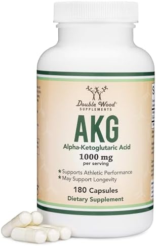 AKG Supplement (Alpha Ketoglutaric Acid) 1,000mg Per Serving (180 Capsules) Different and May Be More Effective Than AAKG (Recently Studied for Healthy Aging Properties) Gluten Free by Double Wood Double Wood Supplements