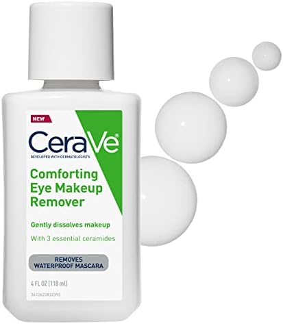 CeraVe Eye Makeup Remover with Hyaluronic Acid and Ceramides, Waterproof, Non-Comedogenic, Fragrance Free, Non-Greasy & Ophthalmologist Tested, 4 Ounces CeraVe