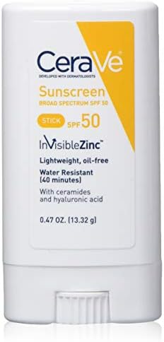 CeraVe Sunscreen stick spf 50 | 0.47 ounce | mineral sunscreen for kids & adults | fragrance free, 0.47 Ounce CeraVe