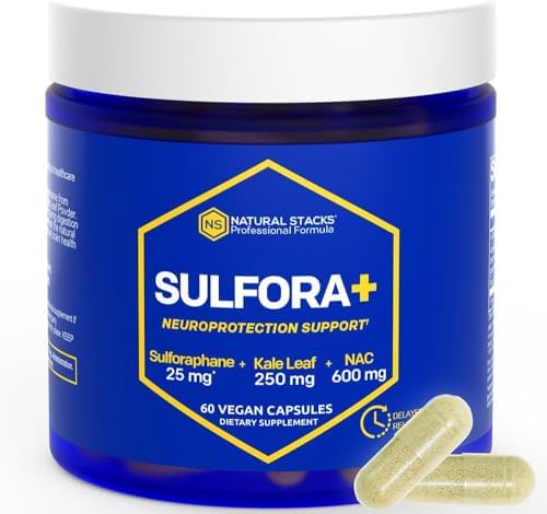 NATURAL STACKS N-Acetyl-L-Cysteine 600mg NAC Supplement - Sulforaphane Supplement 25mg - Superfood Kale Leaf Powder with Organic Broccoli Sprout - Brain Health Antioxidants - 60 NAC Capsules Natural Stacks