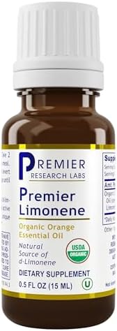 Premier Research Labs Limonene - Highly Bioavailable - Supports Cellular Health - Detoxification Properties - Cleanser Detox - Essential Oil Orange - 0.5 Fl oz - 300 Servings Premier Research Labs