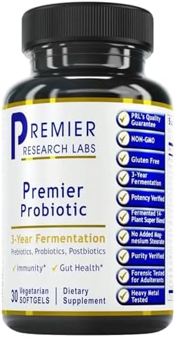 Premier Research Labs Premier Probiotic - Pre Pro Post Biotics for Women & Men, Quad Biotic, Quadbiotic, Prebiotics, Probiotics, Postbiotics & Phytobiotics - 60 Vegetarian Softgel Capsules Premier Research Labs