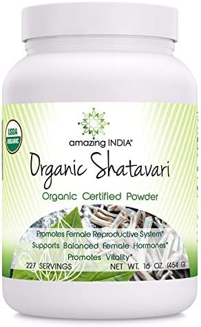 Amazing India USDA Certified Organic Shatavari Powder - 16 oz - Raw, Vegan- Gluten-Free - Ayurvedic Herb to Support Women Health* - Amazing India