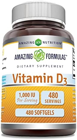 Amazing Formulas Vitamin D3 Supplement | 1000 IU | 240 Softgels | Non-GMO | Gluten Free | Made in USA Amazing Nutrition