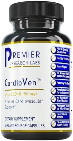 Premier Research Labs CardioVen - Herbal Heart Support - CoQ10 Fermented & Live-Source - with Blueberry, Cardamom & Hawthorn Berry - Suitable for Vegans & Vegetarians - 60 Plant-Source Capsules Premier Research Labs