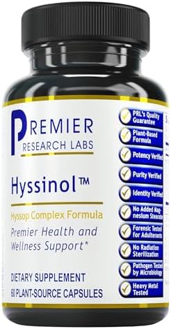 Premier Research Labs Hyssinol - Hyssop Herb, Hyssop Capsules, Organic Hyssop Dry Herb, Dietary Supplement with Green Tea, Antioxidant Support - 60 Vegetarian Capsules Premier Research Labs