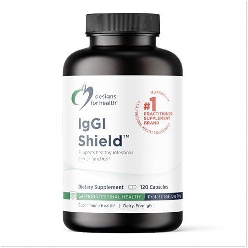 Designs for Health IgGI Shield - Gut Health & Immune Support Powder with Dairy-Free ImmunoLin Immunoglobulin and NAG - Help Bind & Remove Toxins and Fortify the Intestinal Barrier (120 Capsules) Designs for Health