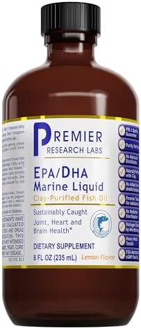 Premier Research Labs EPA/DHA Marine Liquid - Omega 3 Fish Oil Liquid, Omega 3 Liquid Fish Oil Supplement for Adults, Joint, Heart, & Brain Health Support - 8 Fl Oz Bottle Premier Research Labs