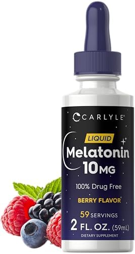 Carlyle Melatonin 10mg | 2 fl oz Liquid Drops | Berry Flavor | for Adults | Non-GMO, Vegetarian Supplement Carlyle