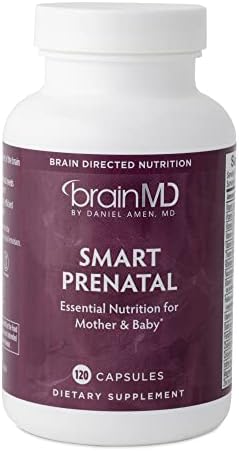 Dr Amen BrainMD Smart Prenatal - 120 Capsules - Multivitamin for Mom & Baby, Promotes Healthy Pregnancy & Growth & Development In Babies - Gluten-Free - 30 Servings BrainMD