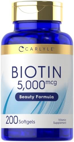 Carlyle Biotin 5000mcg Softgels | 200 Count | Vitamins for Hair Skin and Nails | Non-GMO, Gluten Free Supplement Carlyle