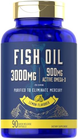 Carlyle Fish Oil 3000mg | 900mg Omega 3 | 90 Softgels | Lemon Flavor | Non-GMO and Gluten Free Supplement Carlyle