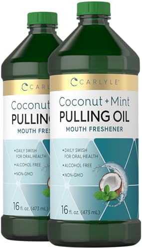 Carlyle Pulling Oil for Teeth & Gums | 16 Fl Oz Pack of 2 | Coconut and Mint | Alcohol Free & Non-GMO Carlyle