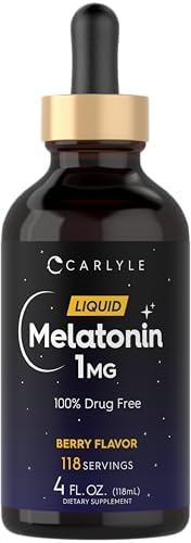 Carlyle Melatonin Liquid 1mg | 4 fl oz Drops | Berry Flavor | Non-GMO, Vegetarian Supplement Carlyle