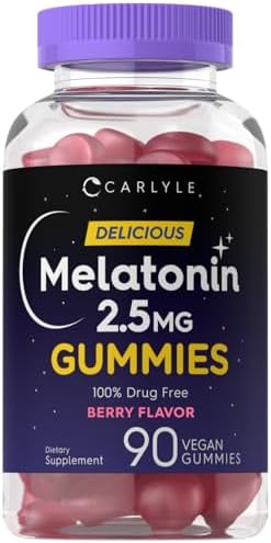 Carlyle Melatonin 2.5 mg Gummies | 90 Count | Berry Flavor Gummy Supplement | Vegan, Non-GMO, Gluten Free Carlyle