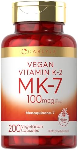 Carlyle Vitamin K2 MK7 100mcg | 200 Vegan Capsules | Menaquinone-7 Supplement | Non-GMO, Gluten Free Carlyle