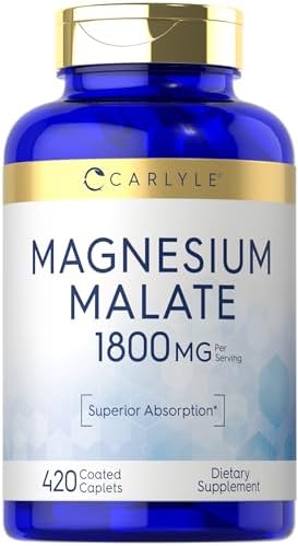 Carlyle Magnesium Malate 1800mg | 420 Coated Caplets | Vegetarian, Non-GMO, Gluten Free Supplement Carlyle