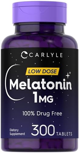 Carlyle Melatonin 1 mg | 300 Low Dose Tablets | Drug Free Aid | Vegetarian, Non-GMO, Gluten Free Carlyle