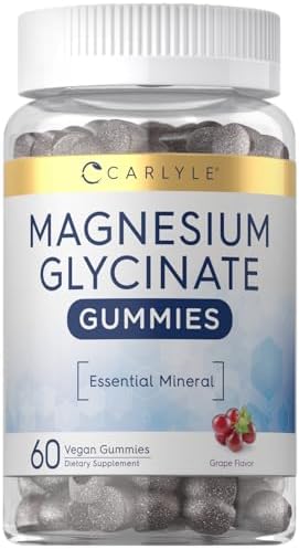 Carlyle Magnesium Glycinate Gummies | 60 Count | Grape Flavor | Vegan, Non-GMO, Gluten Free Supplement Carlyle