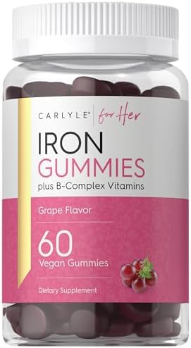 Carlyle Iron Gummies | Plus B-Complex Vitamins | 60 Vegan Gummies | Grape Flavor | Non-GMO, Gluten Free Supplement Carlyle